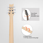 Glarry GIB Active 6-String Bass Guitar with Upgraded Electronics - White